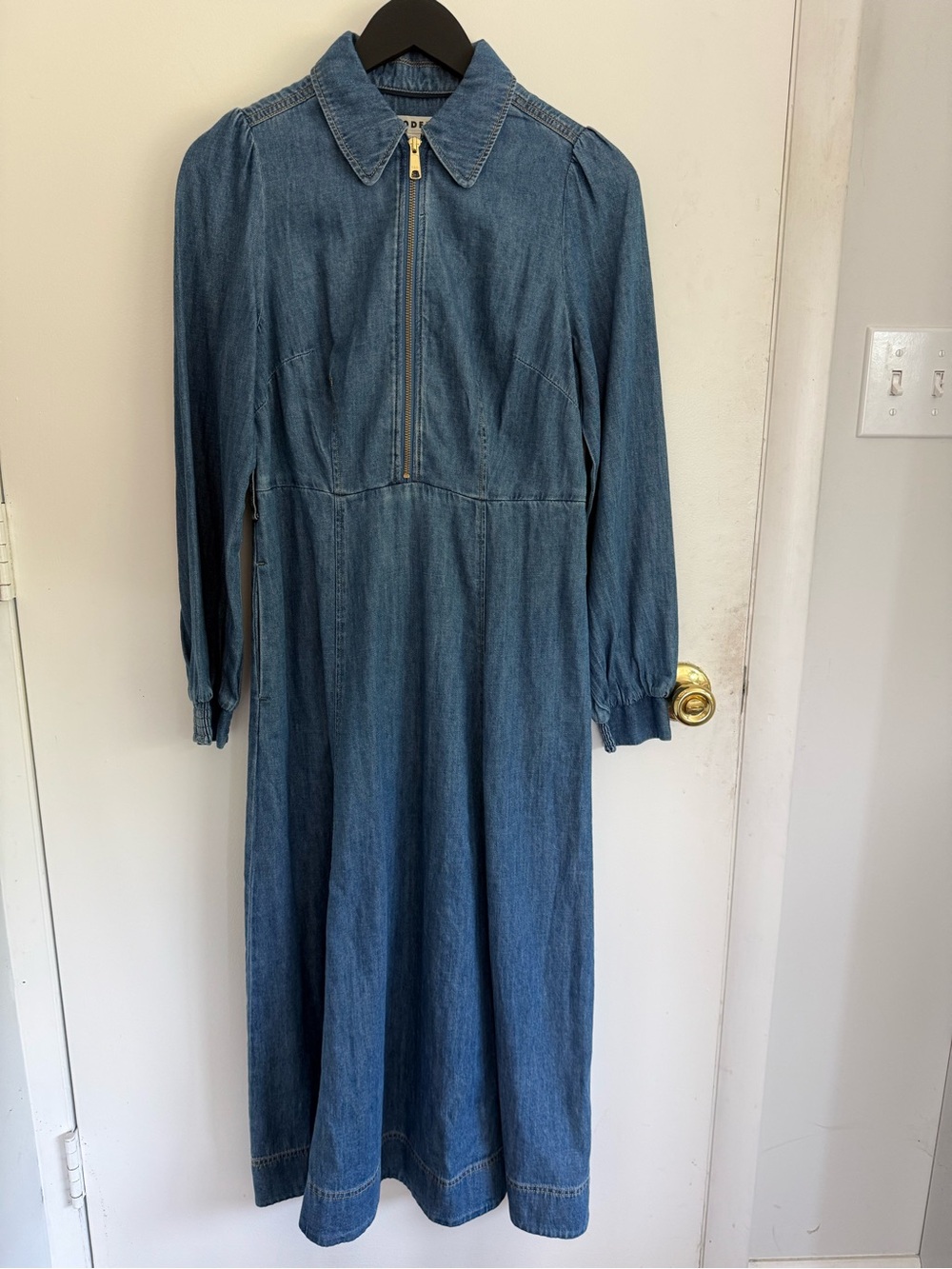 Boden Denim Zip-Front Midi Dress - Blue